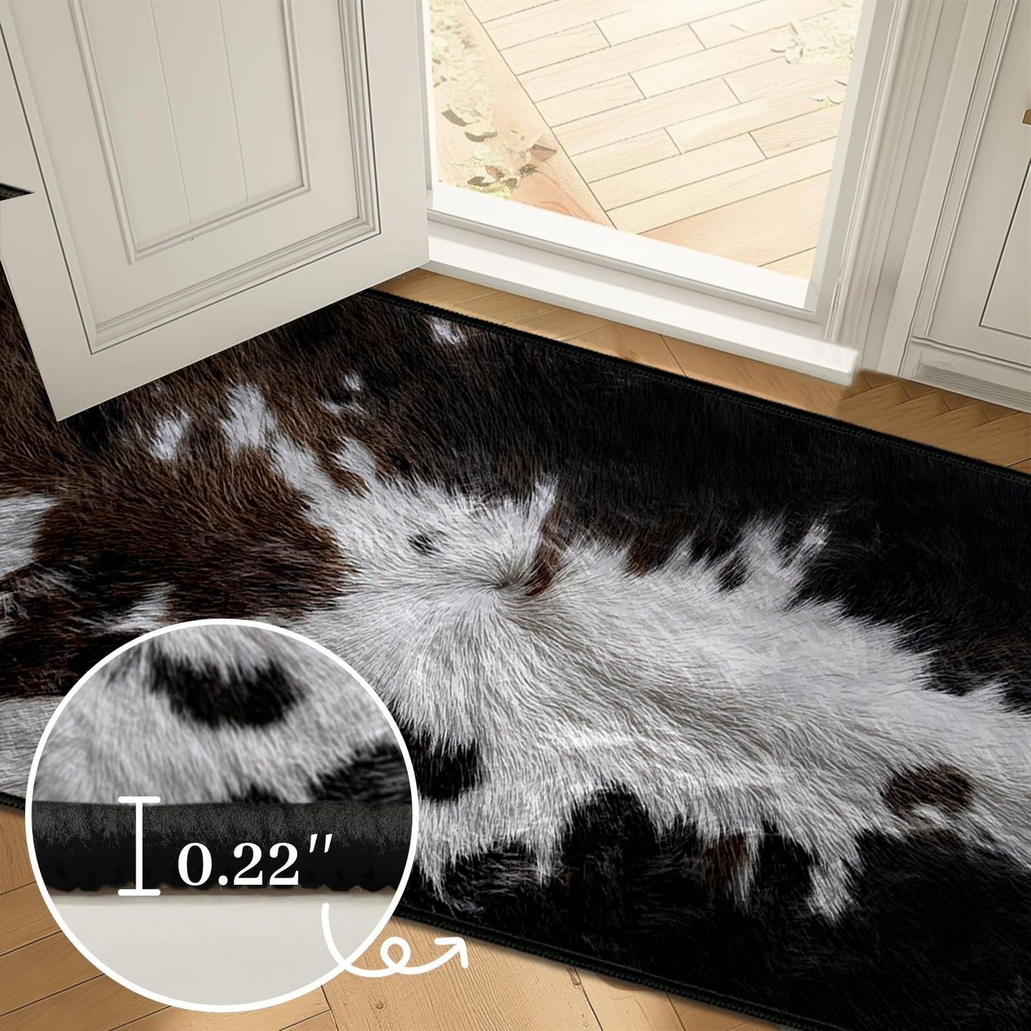Cowhide Area Rug 5x7,Cow Print Area Carpets for Bedroom, Living Room Carpet Western Rug Rustic Ultra-Thin Washable Throw Floor Rugs Indoor Non Slip Accent Floor Mats for Dining Room,Laundry