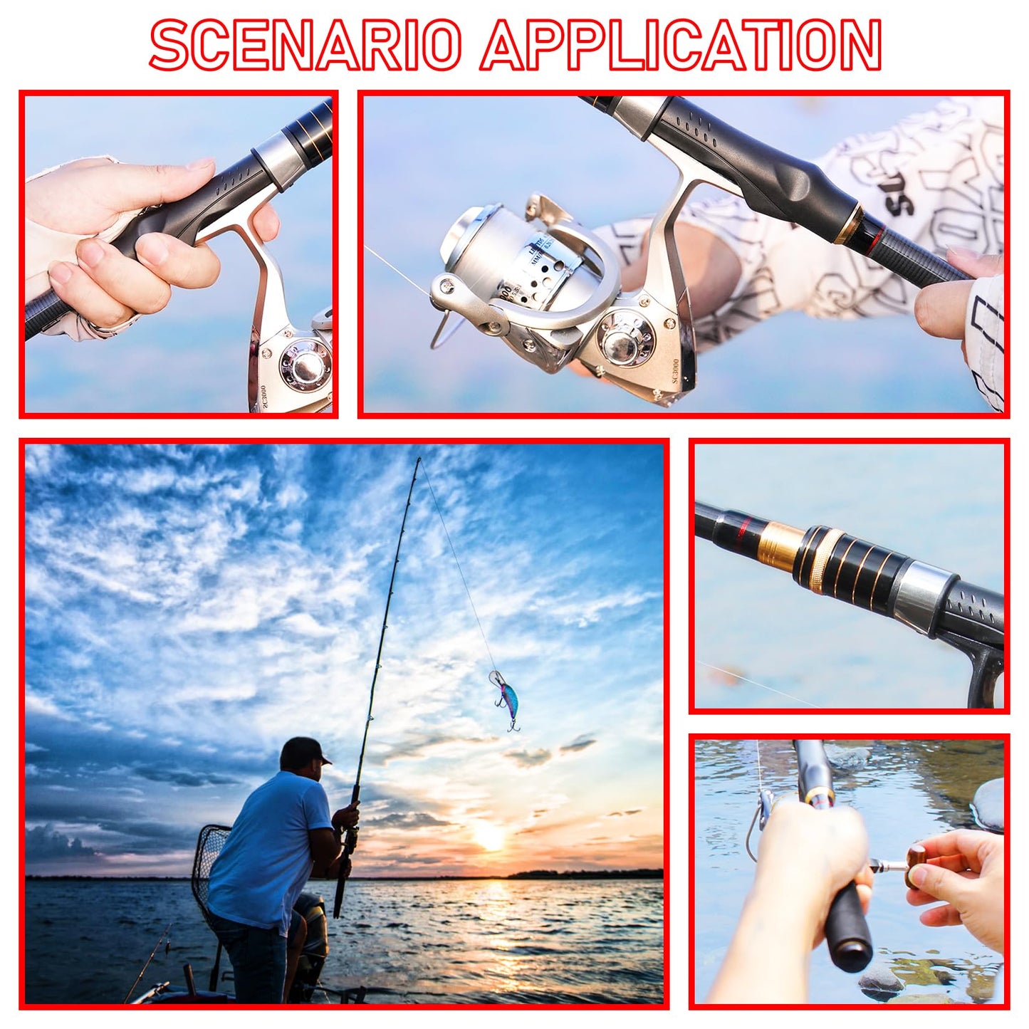 Telescopic Fishing Rod Combo - 2PCS 6.9FT Collapsible Carbon Fiber Pole Set, Spinning Reel Lures Lines Kits with Carrier Bag for Travel Saltwater Freshwater Fishing Gifts for Adults Beginer