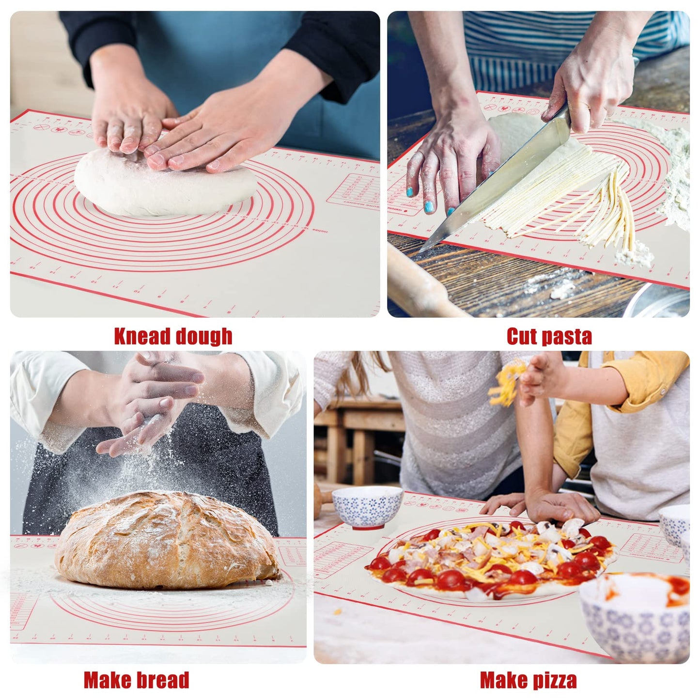 Silicone Baking Mat, 16" x 24" - Non-Slip Pastry Mat for Rolling Dough, Pie Crust & Fondant, Oven Liner with Measurement