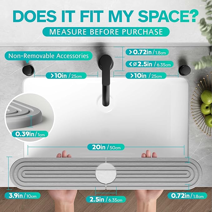 Stone Faucet Mat for Kitchen Sink – Diatomite Fast-Drying Stone Tray, Faucet