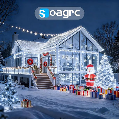 Outdoor Christmas Lights, 1200LEDs 393FT Christmas Tree String Lights, IP67 Waterproof 8 Modes Cold White Holiday Lights with Remote for House Yard Xmas Decorations