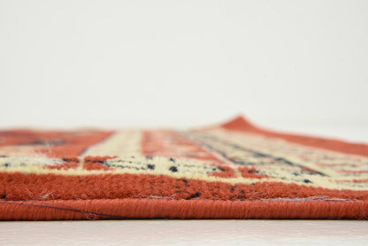 Unique Loom Taftan Collection Border Geometric Tribal Inspired Design Area Rug (5' 0 x 8' 0 Rectangular, Terracotta/ Ivory)