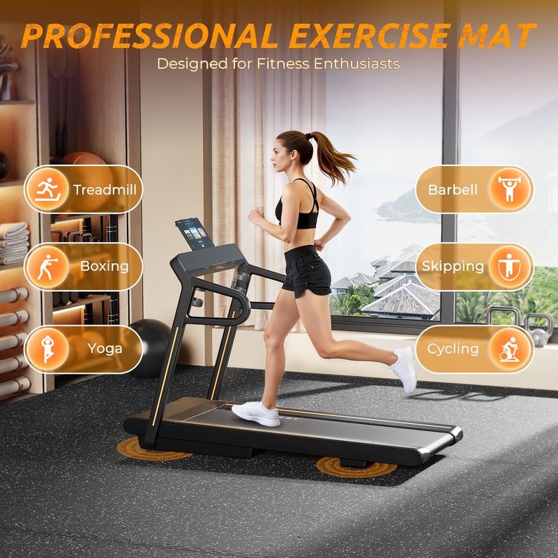 PRAISUN 0.6" Thicker Rubber Top Gym Flooring for Home Gym, 36 Pcs 144 Sq Ft Workout Mats, Exercise Mat, Interlocking Rubber Floor Mats with High Density EVA Foam for Garage, 24 x 24in, Black/Grey