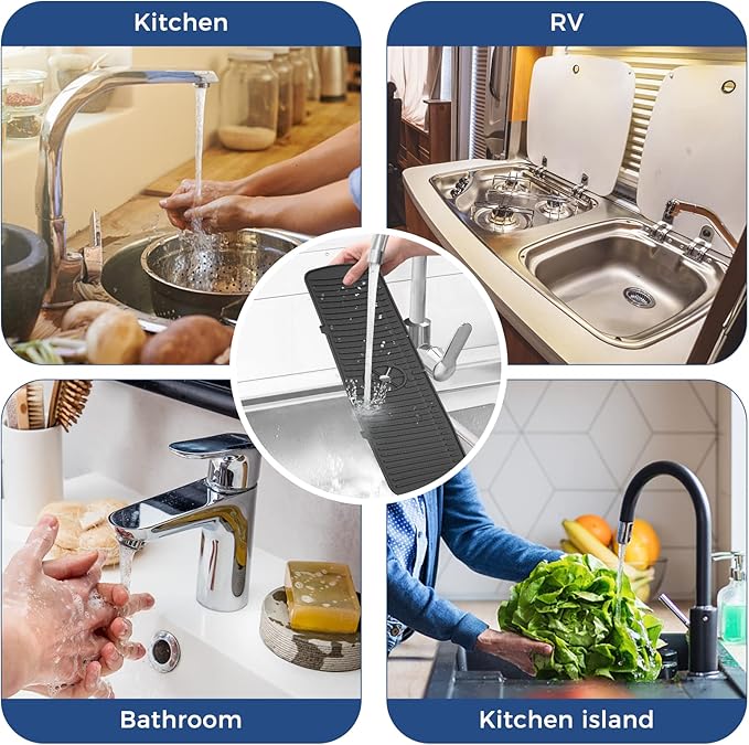 BFONS Silicone Faucet Handle Drip Catcher Tray, 24in x 5.55in
