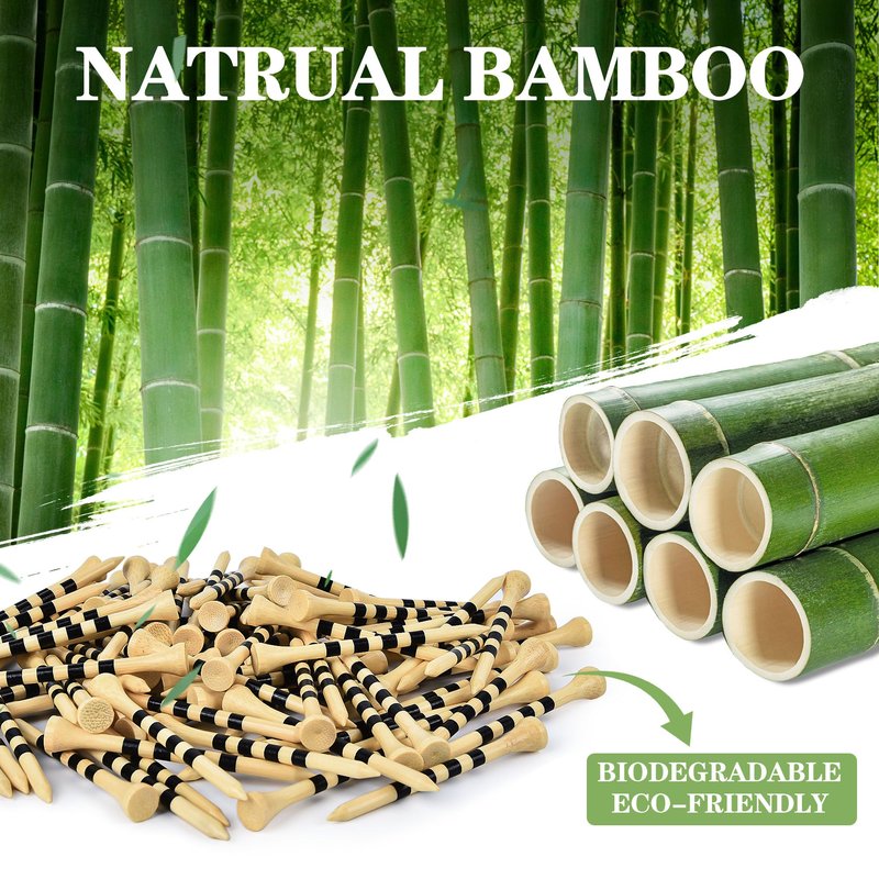 Seticek Natrual Wooden 2-3/4" Golf Tees 100 Pack,Biodegradable Bamboo Golf Tees,More Sturdy and Stable,Natural Color