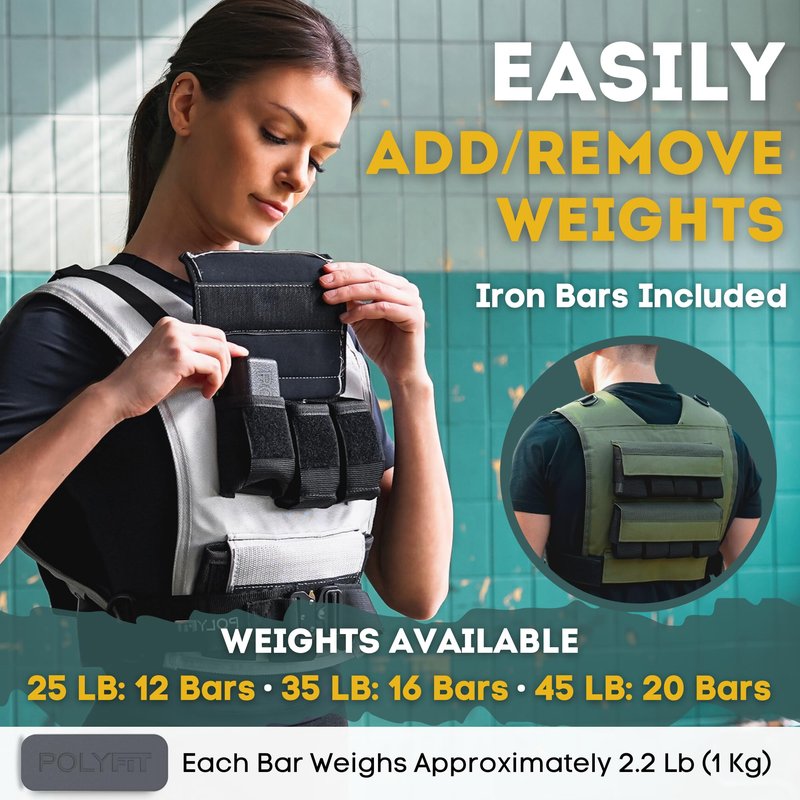 Adjustable Weighted Vest for Men and Women - Weight Vest with Iron Weights - GREEN - 12KG