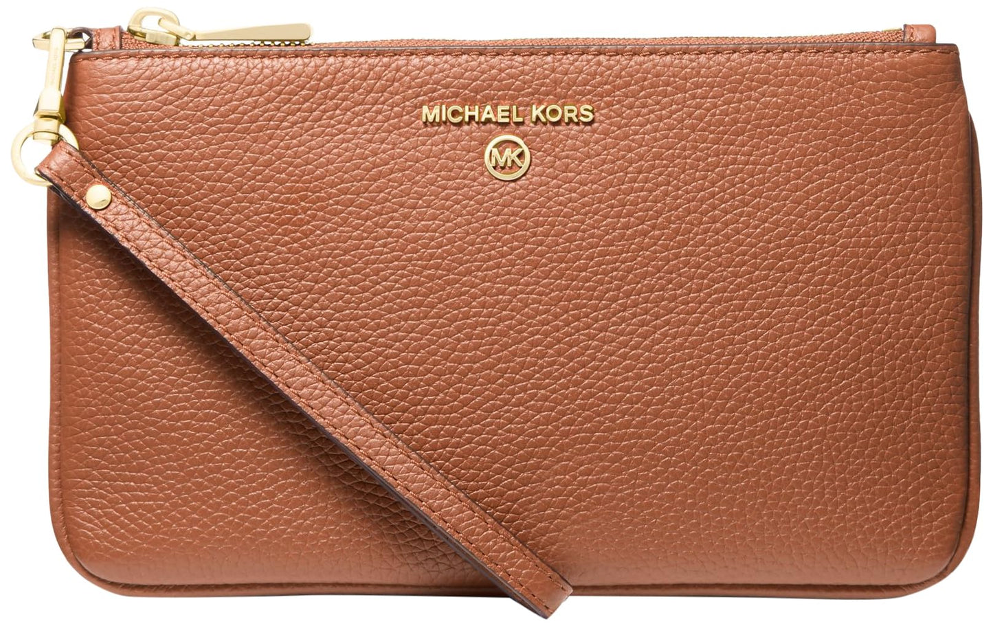 Michael Kors Women's Jet Set Charm Medium Top-Zip Wristlet, Gold-Tone Hardware/Luggage