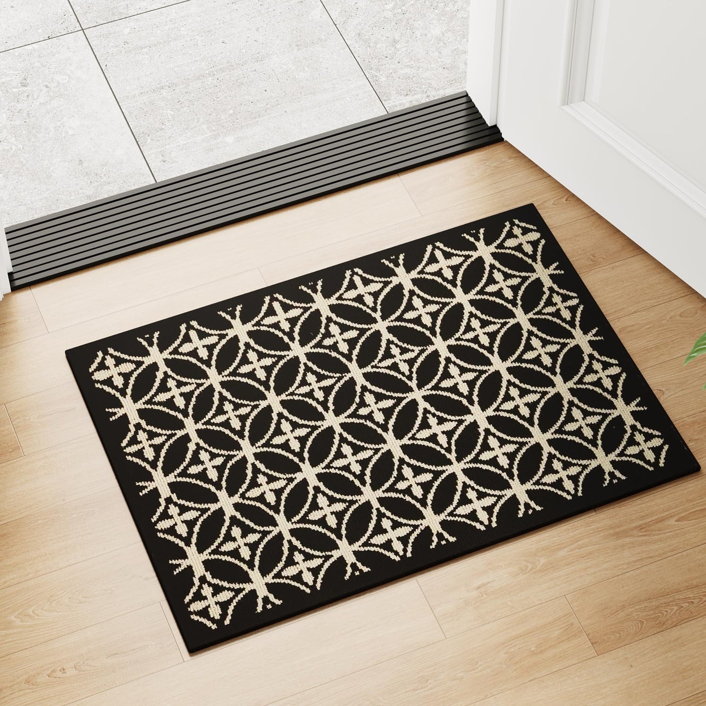 AOUER 20"x32" Door mat Indoor Entrance mats for entryway, Black and White