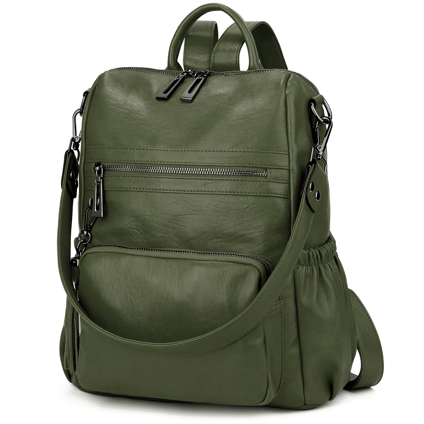 UTO Women Backpack Purse Leather Vegan Ladies Fashion Designer Rucksack Convertible Travel Shoulder Bag with Tassel