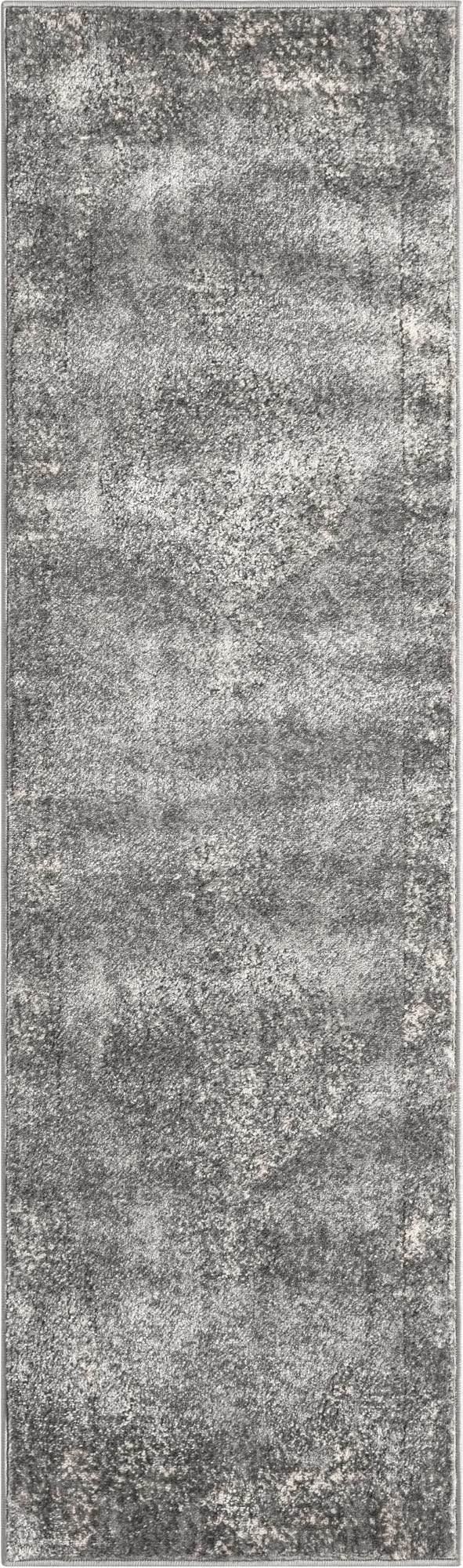 Rugs.com - Oregon Collection Rug – 7 Ft Runner Gray Stain-Resistant Runner – Farmhouse Medallion Style for Hallways and Entryways