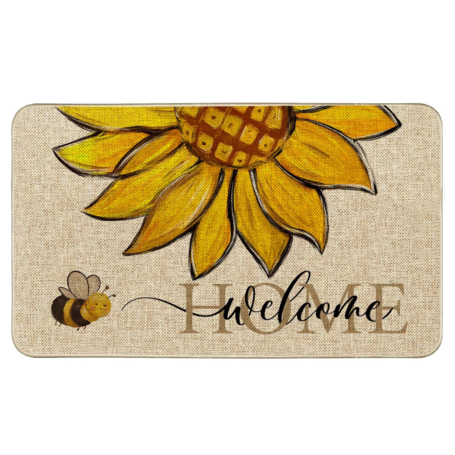 Wylumen Sunflower Welcome Doormat 17"x29", Non Slip Door Mat Indoor Entrance, Hello Indoor Front Door mat, Spring Summer Outdoor Entrance Mat, Low Profile Design Patio Porch Entryway Mats