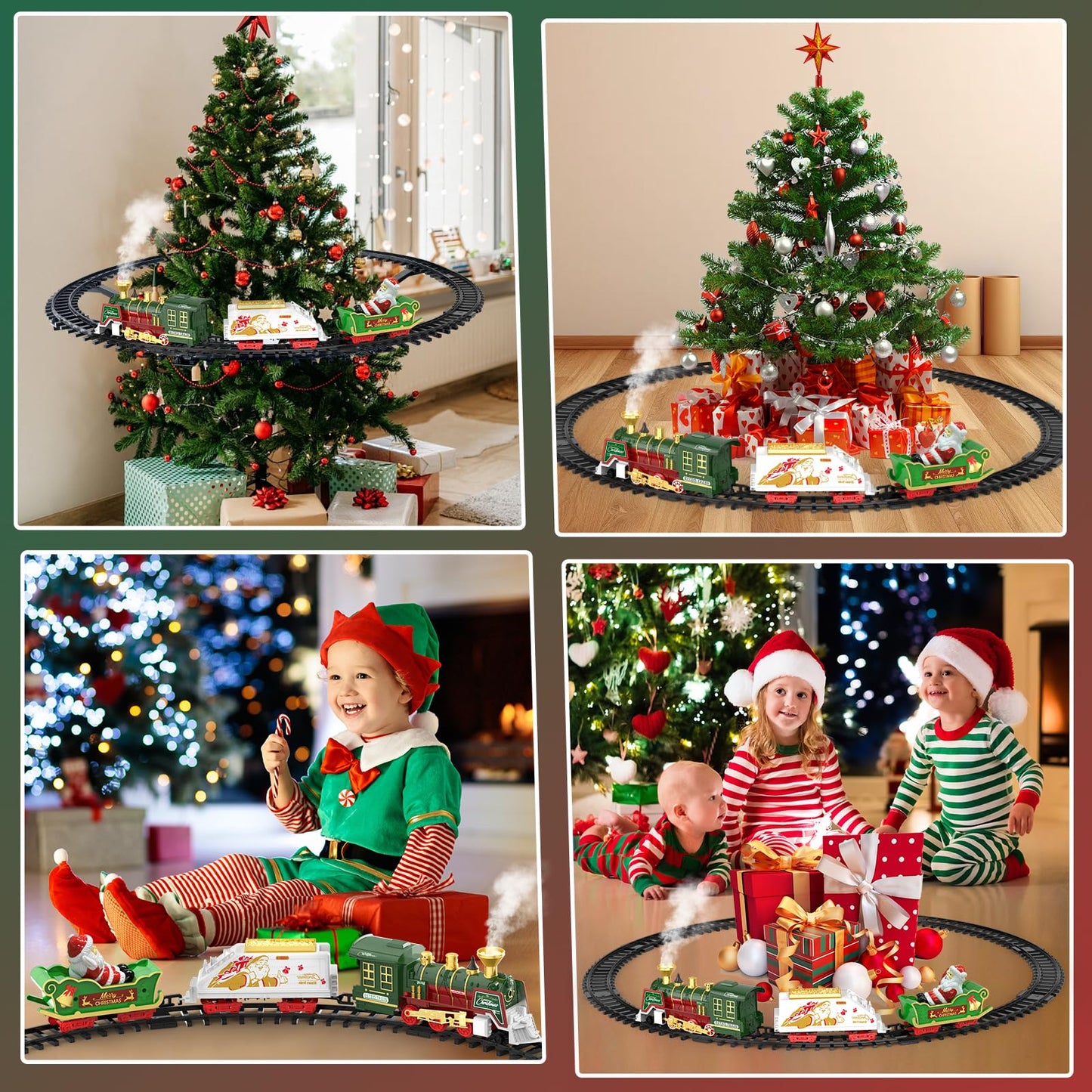 TERRAMUS Christmas Train Set - Hanging Train Toys with Smoke Light & Sound for Boys Girls,Train Set Around Under The Christmas Tree with Steam,Carriages Tracks for 3-12 Years Old Kids Decoration Gift