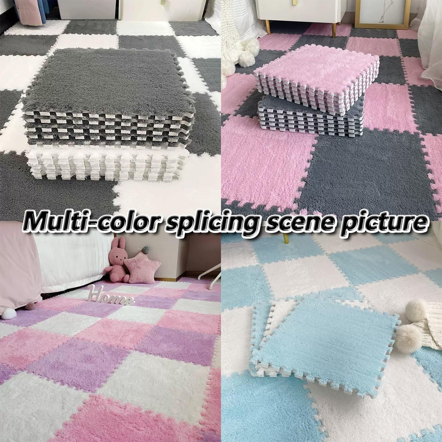 Soft Comfortable Interlocking Carpet(10Pieces),Parlor Washable Carpet,Modern EVA Foam Sound Insulation Rug,Indoor Low Pile Bedroom Floor Mat,Seamless Splicing,Suitable For All Seasons,Easy To Clean. (