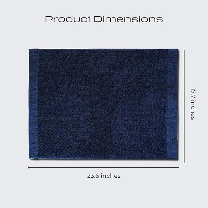Luxury Silver-Infused Navy Blue Hand Towel Set of 2, 23.6"x17.7"