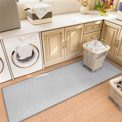 AREDO Runner Rug with Non Slip Rubber Backing, Washable Soft Floor Carpet for Kitchen, Hallway, Entryway Indoor, Bedroom, Laundry, Low Pile Area Rugs, Solid color with Pointillism style, 2*6 ft GREY