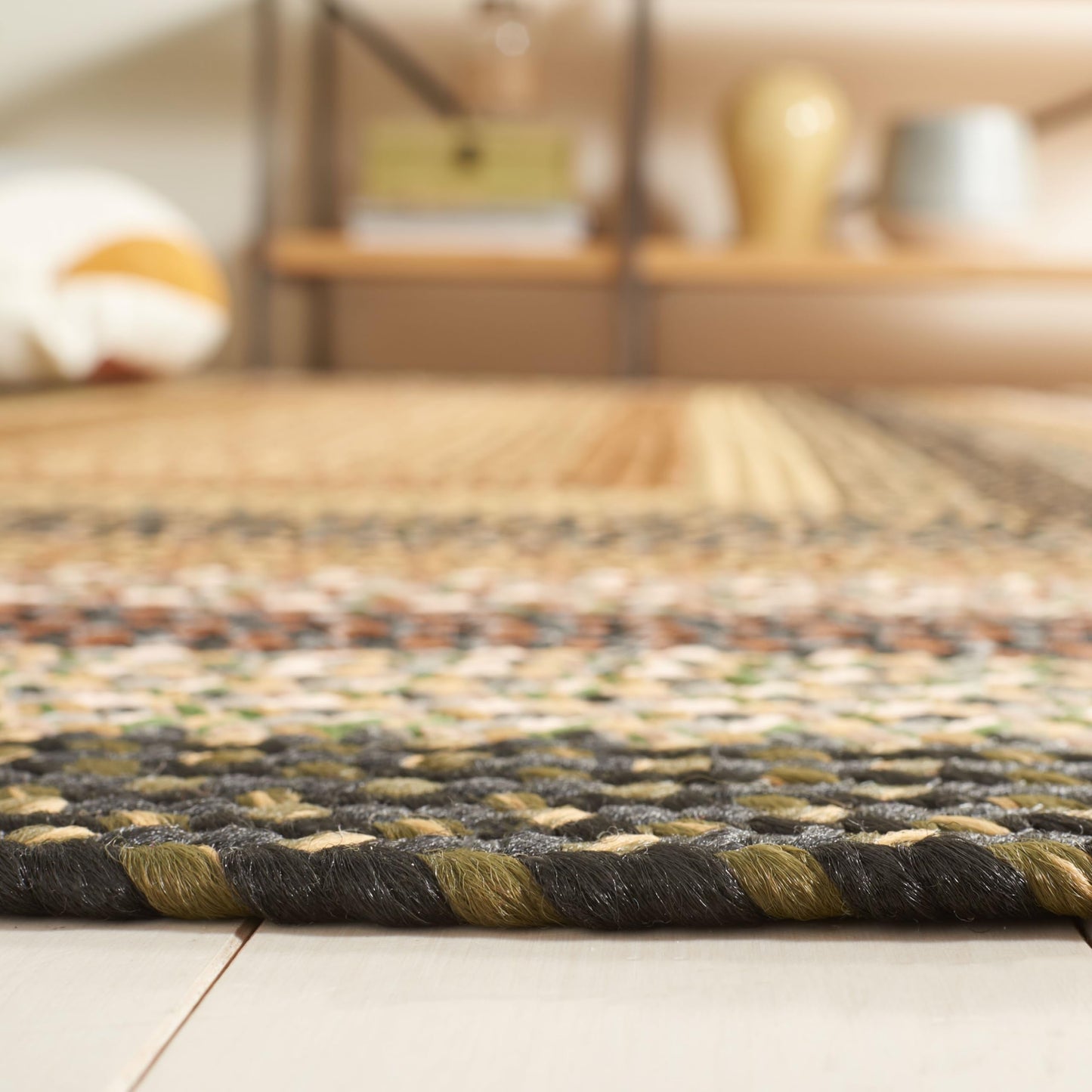 SAFAVIEH Washable Rug Outdoor Braided Collection - 5' Square, Multi, Handmade & Reversible, Non-Shedding & Easy to Clean, Ideal for Patio, Backyard, Mudroom (BRD308A)