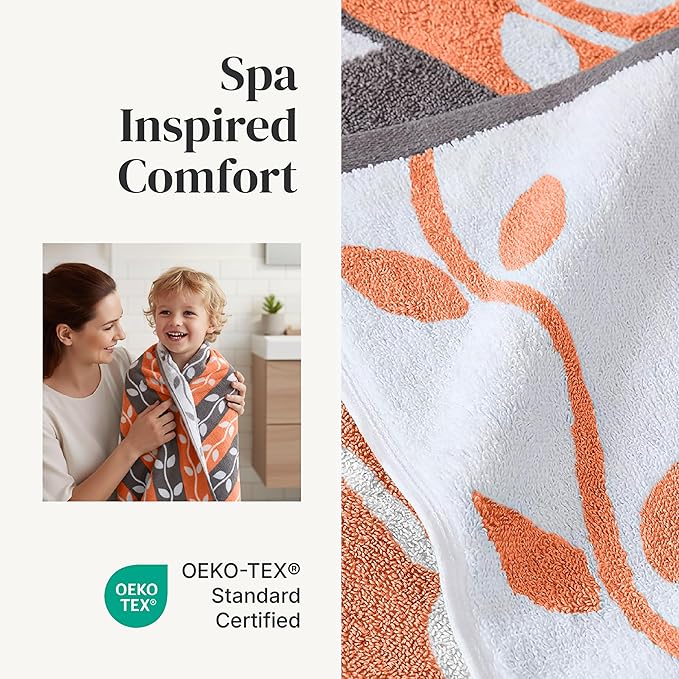 Modern Threads Organic Vines 6-Piece 100% Cotton Towel Set – Yarn Dyed Jacquard