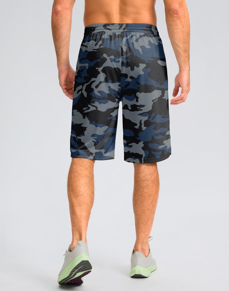 G Gradual Men's Athletic Shorts with Pockets 9" / 11" Long Basketball Shorts Lightweight Quick Dry Gym Workout Shorts for Men(Blue Camo,4XL)