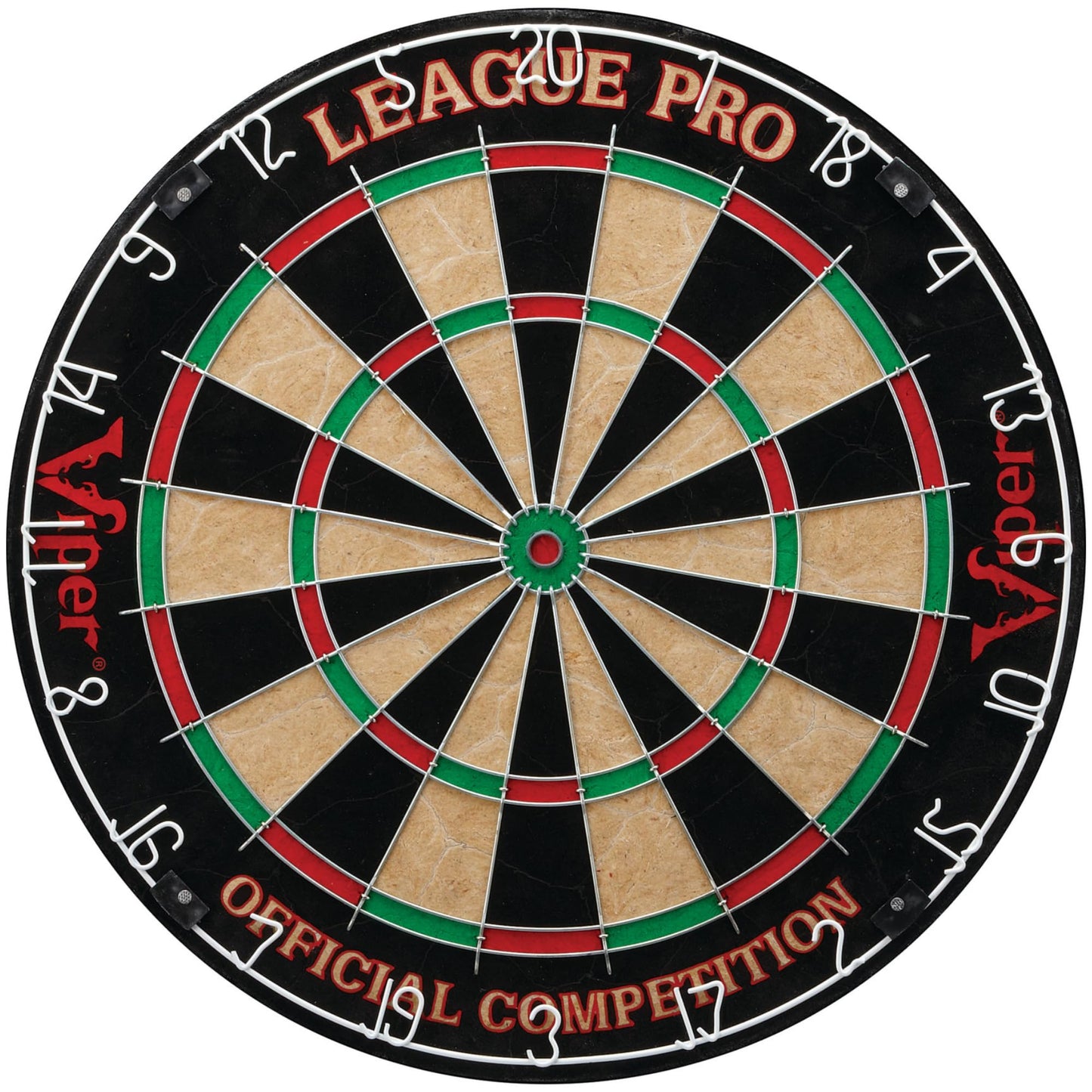 Viper League Pro Sisal Bristle Dart Board for Adults Starter Set with Cricket Scoreboard, Regulation 17.75 Inch Steel Tip Dartboard, 3 Darts, and Chalk