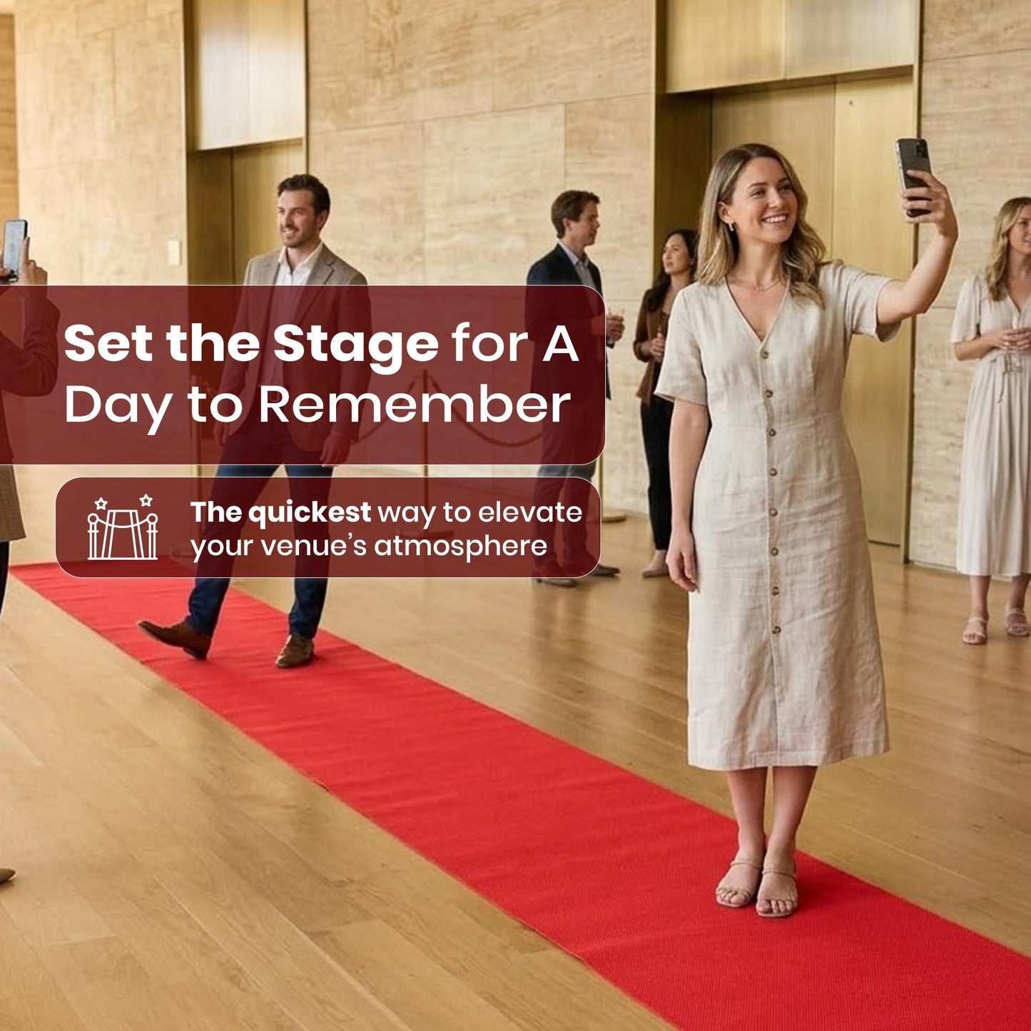 LEMONSODA Red Carpet Runner 2x15 Feet | Party Floor Runner with 100 GSM Thick Fabric | Non Slip Indoor Carpet with Suede Backing for Weddings Events and Hollywood Style Decorations