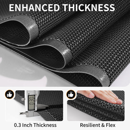 QiCaiJia Front Door Mat 20''x31'', Drainage Heavy Duty Dirt Trapping Non-Slip Doormats, Outdoor Rubber Floor Mats, Restaurant Commercial Kitchen Industral Pool Entrance Bar Wet Area, Black