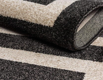 Unique Loom Athens Collection Classic Geometric Modern Border Design Area Rug (5' 0 x 8' 0 Rectangular, Black/ Beige)