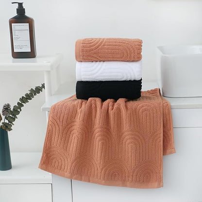 Pidada Hand Towels Set of 2 Striped Pattern 100% Cotton Absorbent Soft