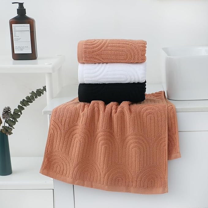 Pidada Hand Towels Set of 2 Striped Pattern 100% Cotton Absorbent Soft