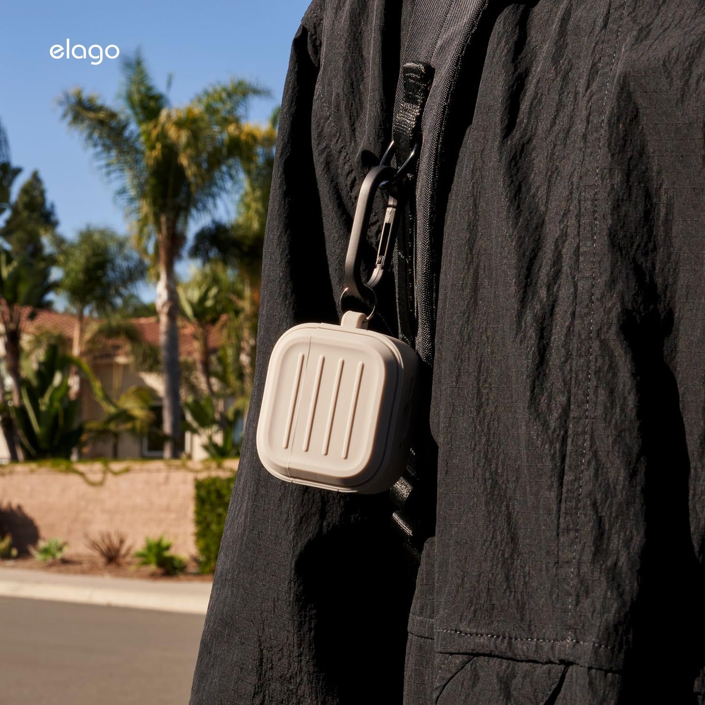 elago Armor Compatible with AirPods 4 Case - for AirPods 4th Generation Cover, Carabiner Included, Supports Wireless Charging, Shock Resistant, Full Protection (Stone)