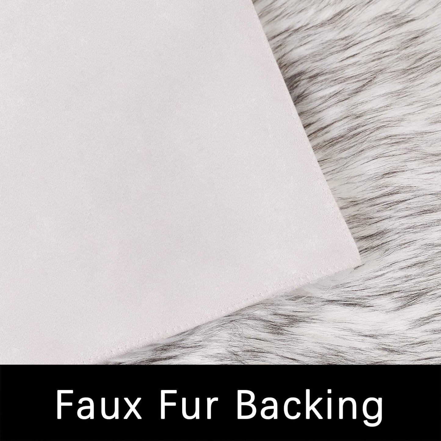 Latepis White and Grey Tips Faux Fur 8'10"x11'10" Area Rug, Soft Plush Faux Fur Sheepskin Rugs for Living Room, Washable Fluffy Rug for Living Room, Luxury Room Decor, Rectangle