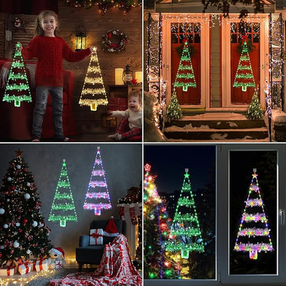 Toodour Christmas Decorations Indoor Lights, 2.65ft LED Christmas Lights, Green Wall Window Hanging Light, Battery Operated Holiday Decoration for Outdoor Garden New Year Home Decor