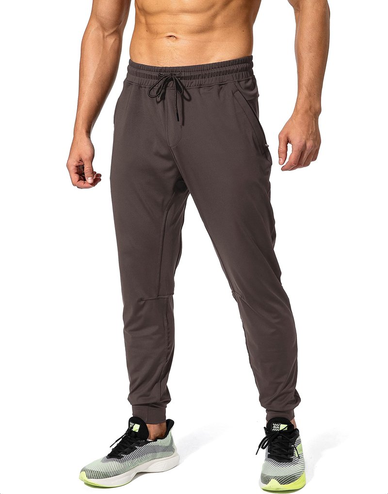 G Gradual Men's Sweatpants with Zipper Pockets Athletic Pants Traning Track Pants Joggers for Men Soccer, Running, Workout(Brown,XS)