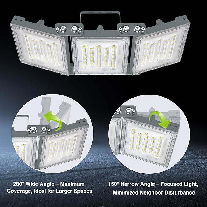 STASUN 300W LED Flood Light, Mini Series Outdoor Floodlight, 30000LM 6000K Daylight White, IP66 Waterproof, 3 Adjustable Heads, Exterior Flood Lights for Backyard, Driveway, Garage, Patio, Barn