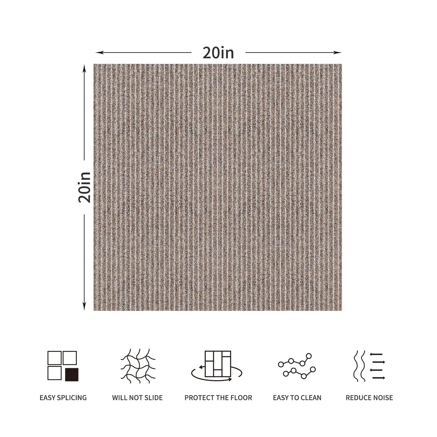 24 Tiles/64 sq Ft-Carpet Squares, Carpet Tiles, 0.24" Pile Height, Commercial Carpet Tiles, Non Adhesive Padded, Non-Slip, Easy DIY Installation