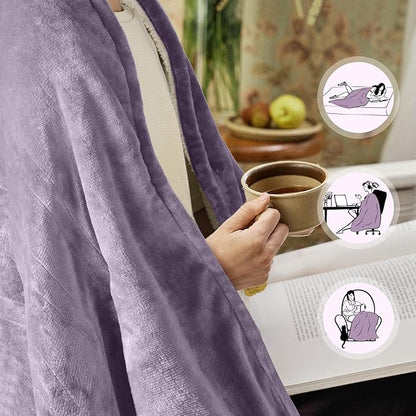 Heated Blanket Throw 50"x60", ETL & FCC Certified Electric Blanket with 3-Hour Timer Auto-Off & 5 Heating Levels, Overheat Protection, Machine Washable - Favor Purple