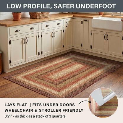 Homespice Gingerbread Black & Brown Braided Rug 20x30 - Jute Braided Kitchen Rugs for Country, Primitive Decor, Reversible, Pet-Friendly, Durable & Easy to Maintain