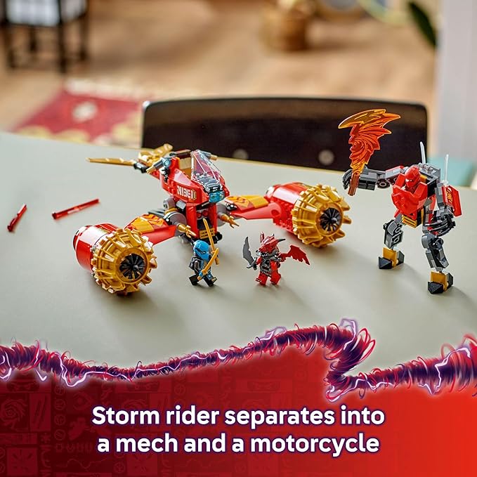 LEGO NINJAGO Kai's Mech Storm Rider Action Figure - Pretend Play Building Toy for Boys and Girls Ages 7+ - Ninja Toy for Kids with 3 Minifigures - Gift Idea for Birthdays - 71830