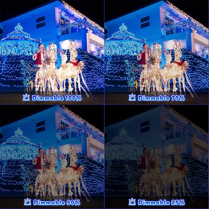 132Ft 1280 LED Christmas Icicle Lights Extra Long 8 Modes Waterproof Icicle String Lights with 240 Drops, Fairy Hanging Lights Decor with Remote for Xmas Wedding Indoor Outdoor(Blue)