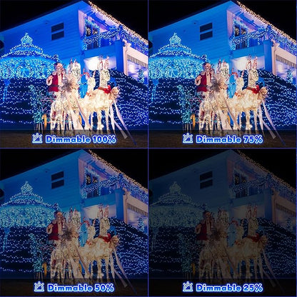 132Ft 1280 LED Christmas Icicle Lights Extra Long 8 Modes Waterproof Icicle String Lights with 240 Drops, Fairy Hanging Lights Decor with Remote for Xmas Wedding Indoor Outdoor(Blue)