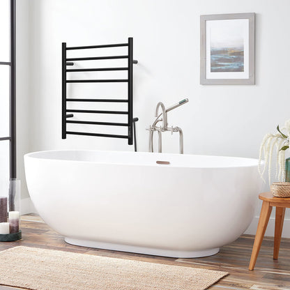 KEG Towel Warmer 8 Bars for Bathroom Freestanding or Wall Mounted Bath Towel Heater Plug-in with Built-in Timer Silver