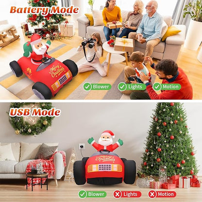 KLYLOP Remote Control Christmas Toy for Kids with Auto Inflate, 3.5FT Christmas Inflatables Santa Toys Car with 360°Rotation, Forward & Backward, Christmas Decor with Xmas BGM for Boys Girls Birthday