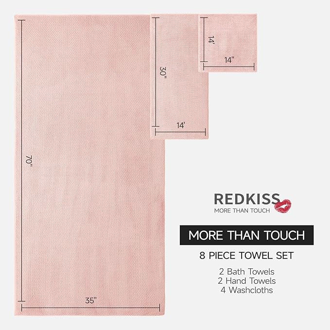 REDKISS Pink Towel Set of 8