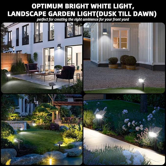 Solar Spot Lights,IP65 Waterproof 40 LED's Landscape Spotlights,3 Modes Outdoor Garden Lights, 360 Adjustable Lighting Angle, Solar Powered Wall Lights for Yard Porch 10 Pack