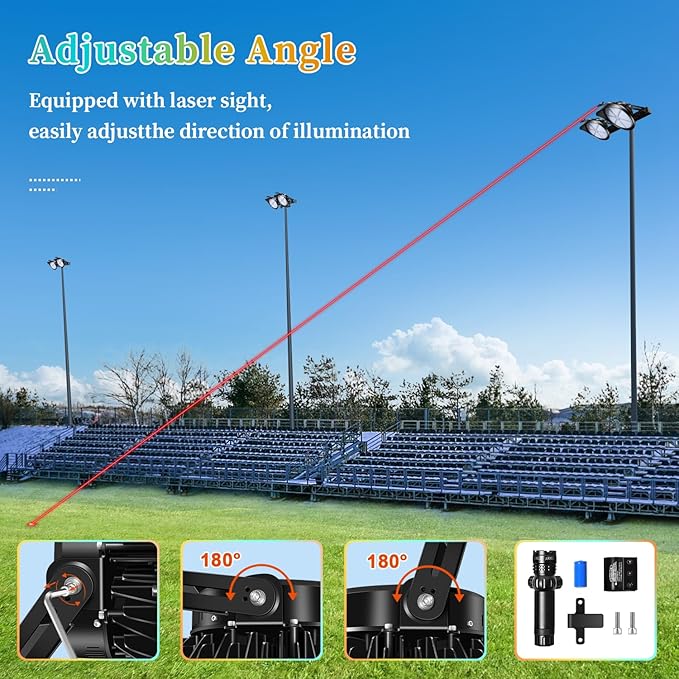 Juyace 78000lm Led Stadium Light Outdoor 600W Flood Lighting Super Bright Commercial Area IP65 Waterproof Arena for Sport Fields and Courts