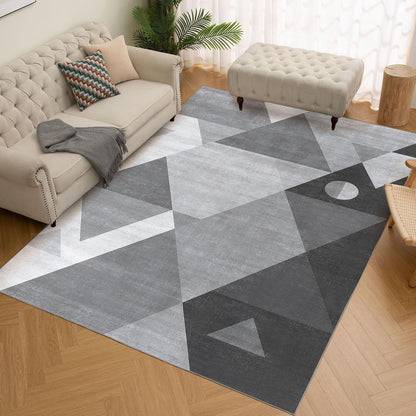 HOMFINE Washable Modern Area Rug - Geometric Style 4x6 Rugs for Living Room, Bedroom, Machine Washable Rug Soft Non Slip Non Shedding Area Rug - Grey, 4'x6'