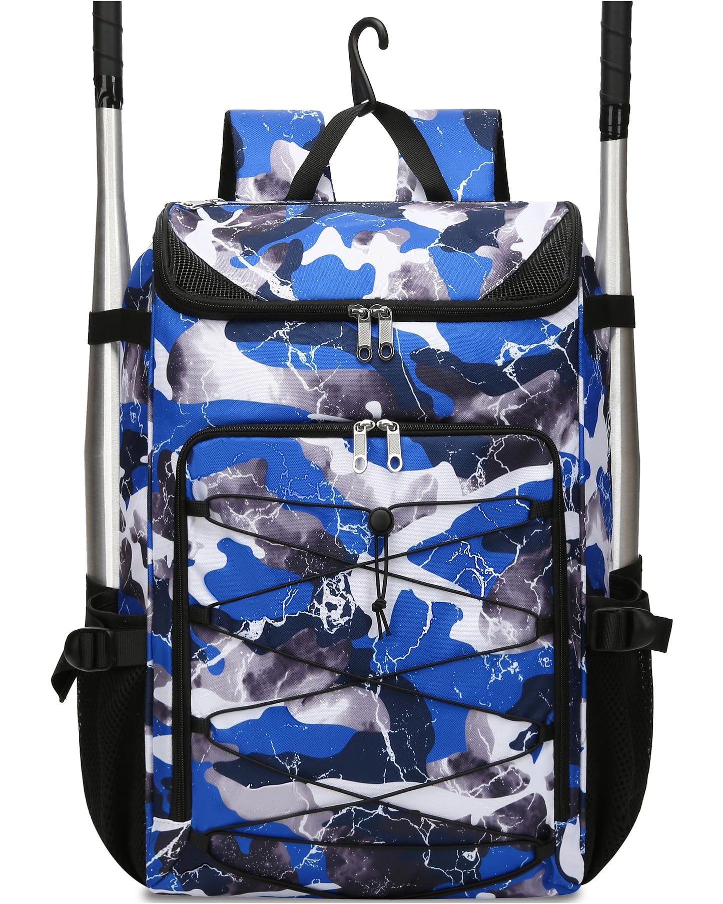 FOKDUVB Baseball Softball Gear Bag Backpack for Boys Girls Ages 8-12 12-14 Large Kids Youth Bat Bag with Ventilated Shoe Compartment Baseball Softball Players Stuff Supplies (Blue, Camouflage)