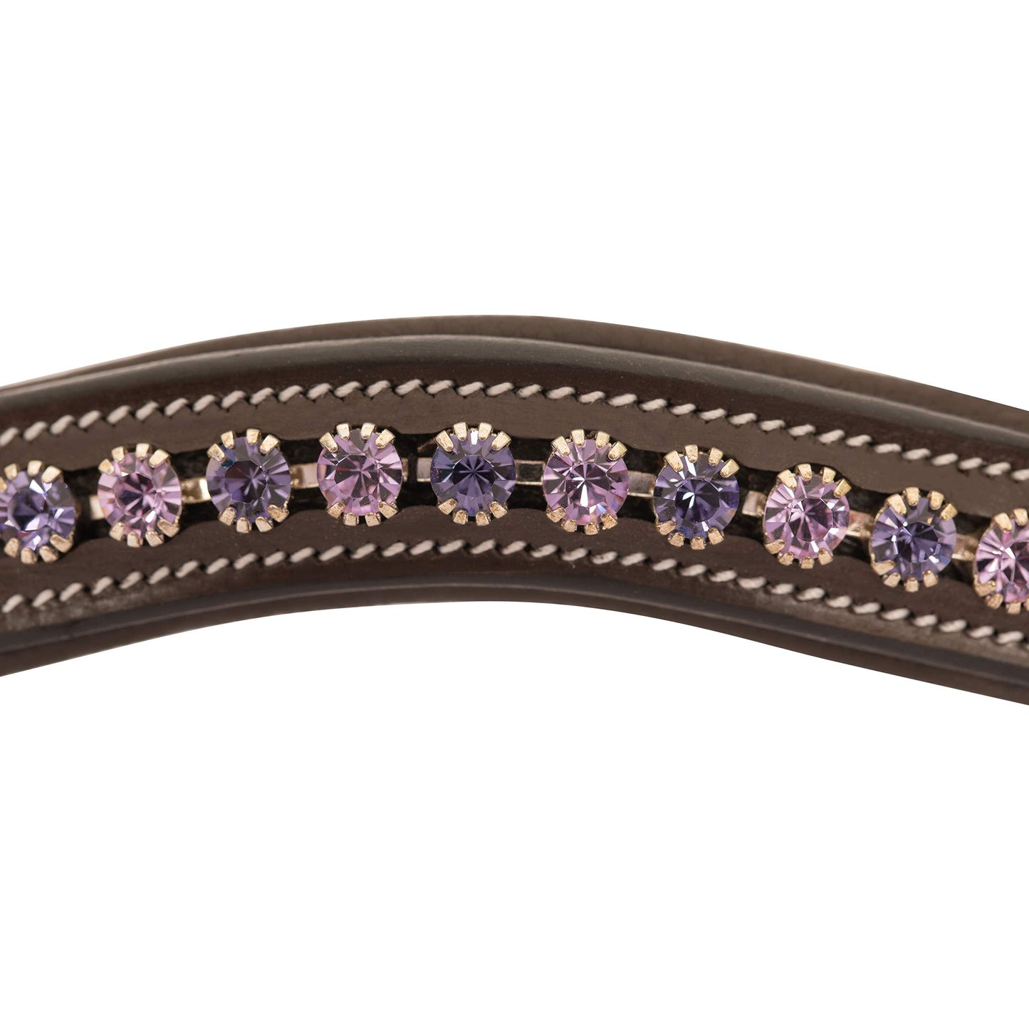 Exion Horse Browband for English Bridle | Curved Shape Padded Equestrian Browband for Show & Dressage | Tanzanite, Violet Crystal Browband for Horses