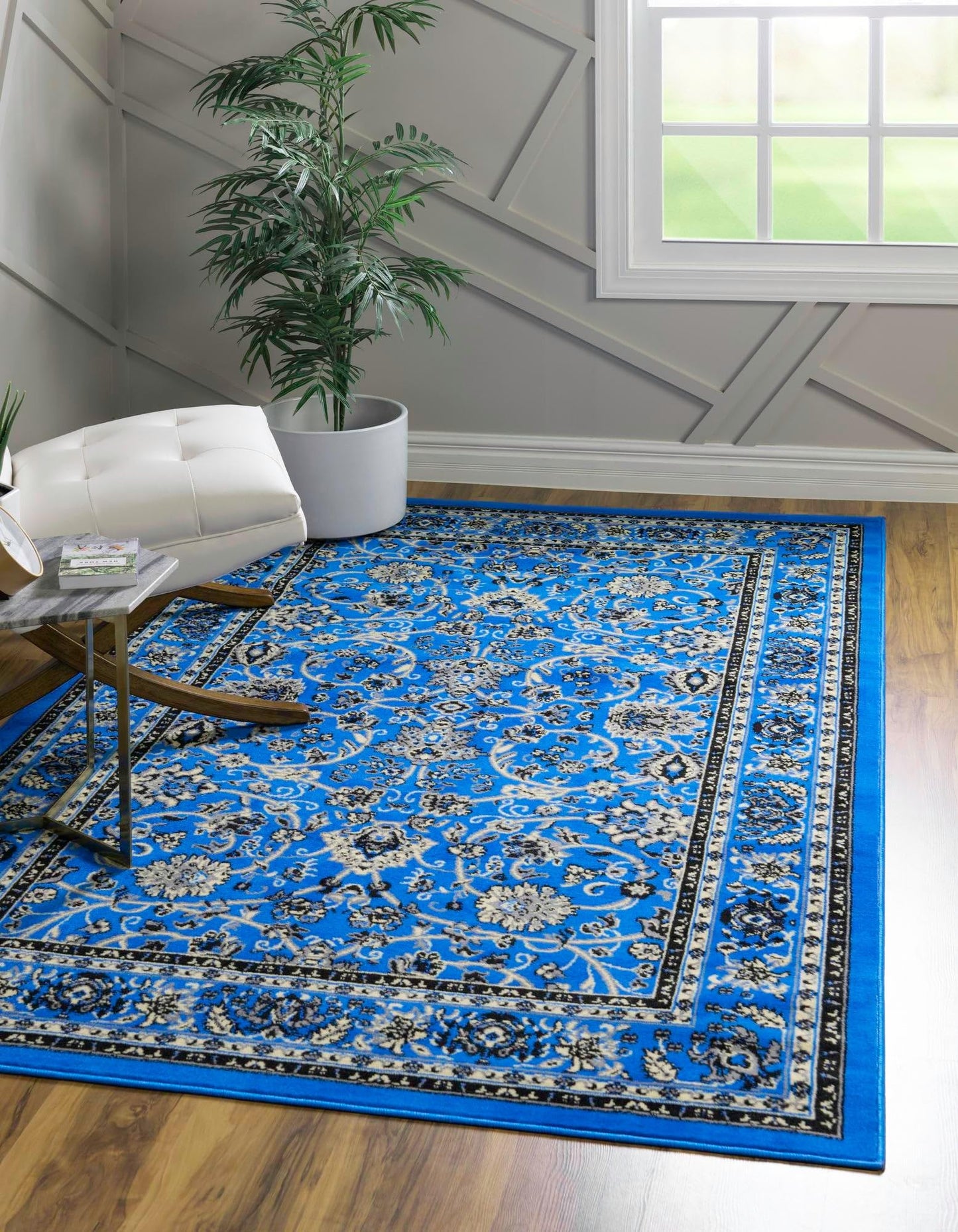 Unique Loom Sialk Hill Collection Area Rug - Washington (4' 1" x 6' 1" Rectangle, Dark Blue/ Black)