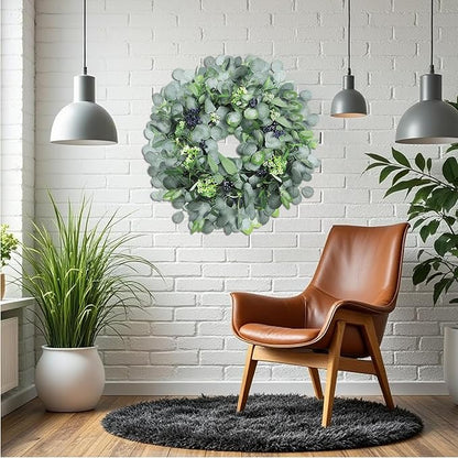 Eucalyptus Wreath for Front Door, 24 Inch boxwood wreath for Front Door Decor, Artificial Spring Summer Wreaths for All Seasons, Large Greenery Outdoor Wreaths for Window,Farmhouse,Holiday Decorations