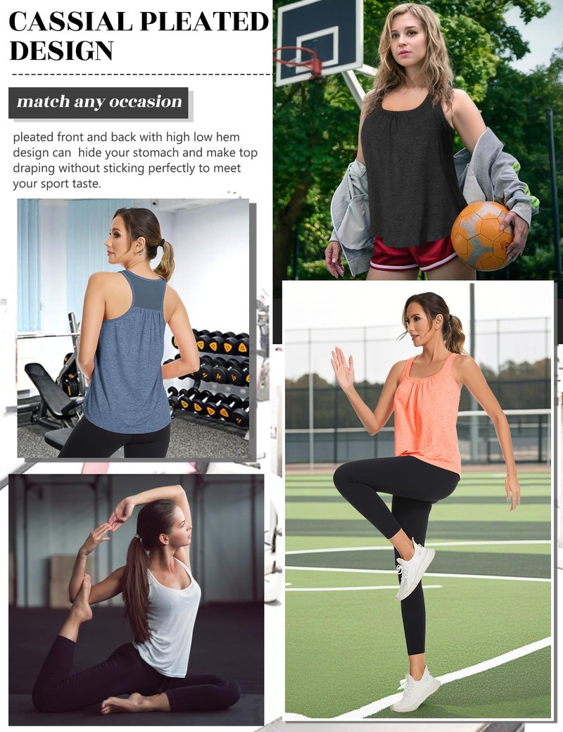 SLIMBELLE Mesh Racer Back Tank Tops Womens Gym Yoga Athletic Workout Tops Round Neck Sleeveless Loose Fit Cami with Built in Bra Black 3XL